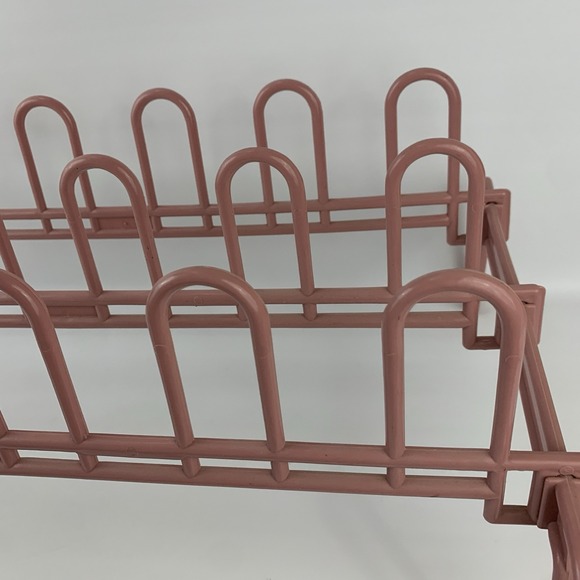 Vintage Dusty Pink Mauve Plastic Shoe Rack Storage 80's Yaffa Style Mod Minimal - Picture 10 of 13